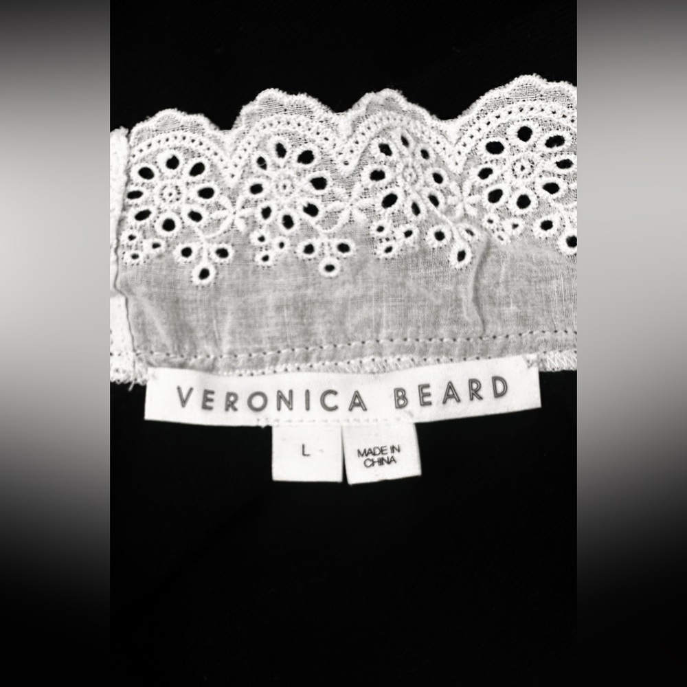 Veronica Beard Levina Sweater Black Women Ruffle Collar Pullover Top Size L - Picture 9 of 11